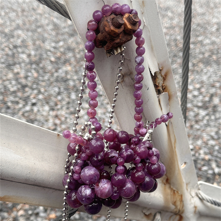 Girls Mini Purple Beaded  Clut - Luxury Bags Girls ulasan dan harga