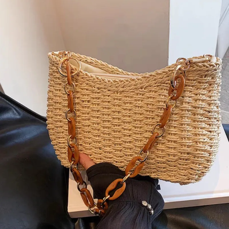 Straw Woven Shoulder Bag for W - Luxury Bags ulasan dan harga
