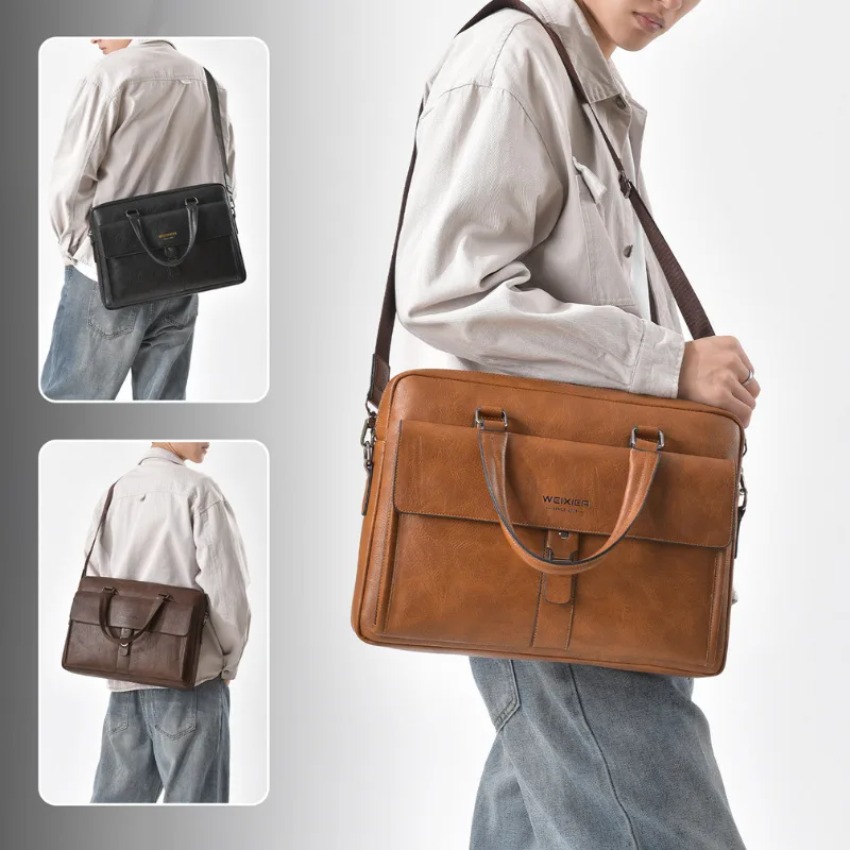 Brand new men's handbag retro  - Luxury Zipper Bags ulasan dan harga