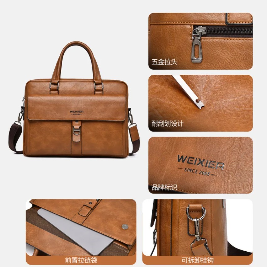 Brand new men's handbag retro  - Luxury Zipper Bags ulasan dan harga